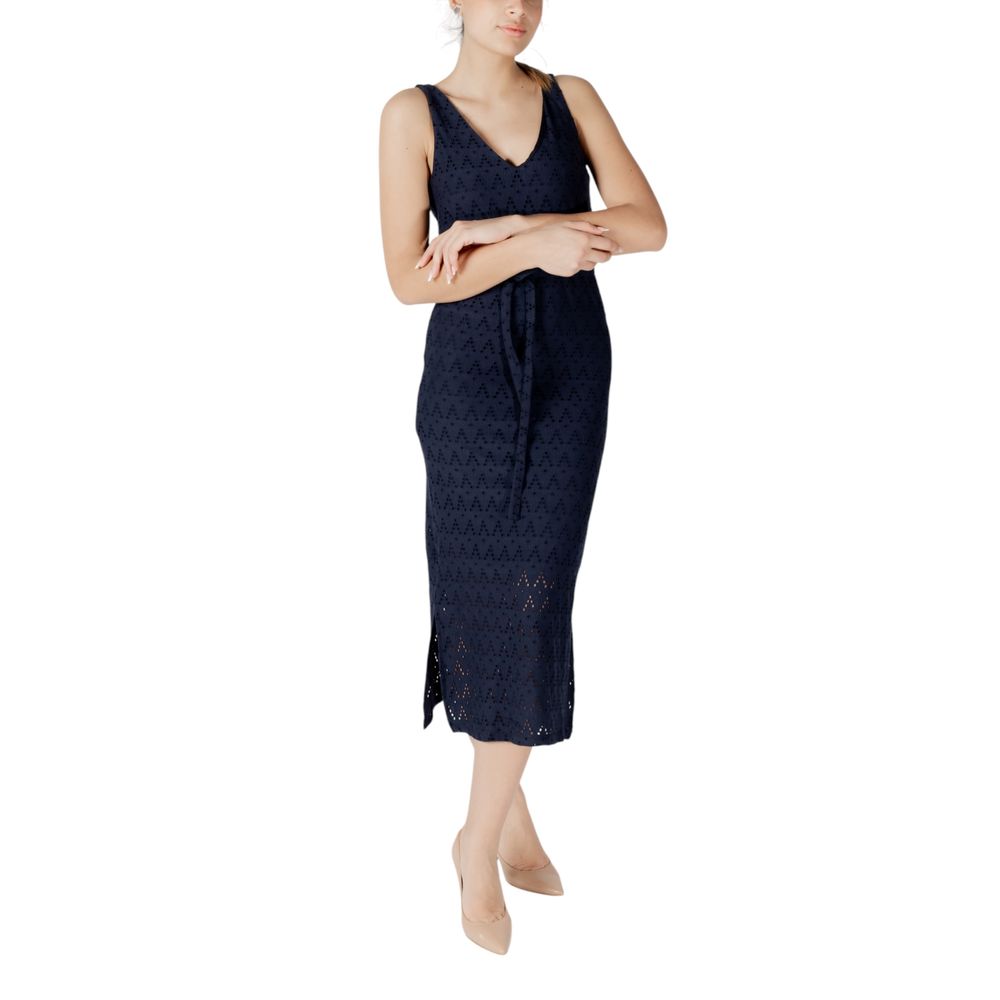 Vila Clothes Blue Recycled Polyester Midi Dress Vila Clothes