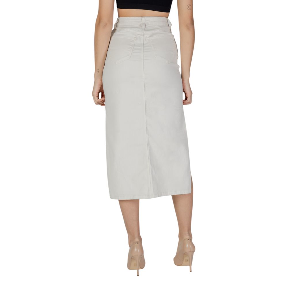 Vila Clothes Cream Cotton Long Skirt Vila Clothes