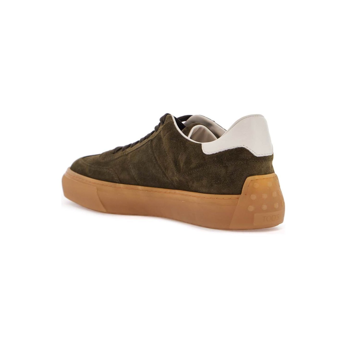 Tod'S olive green suede lace-up shoes with non-slip sole