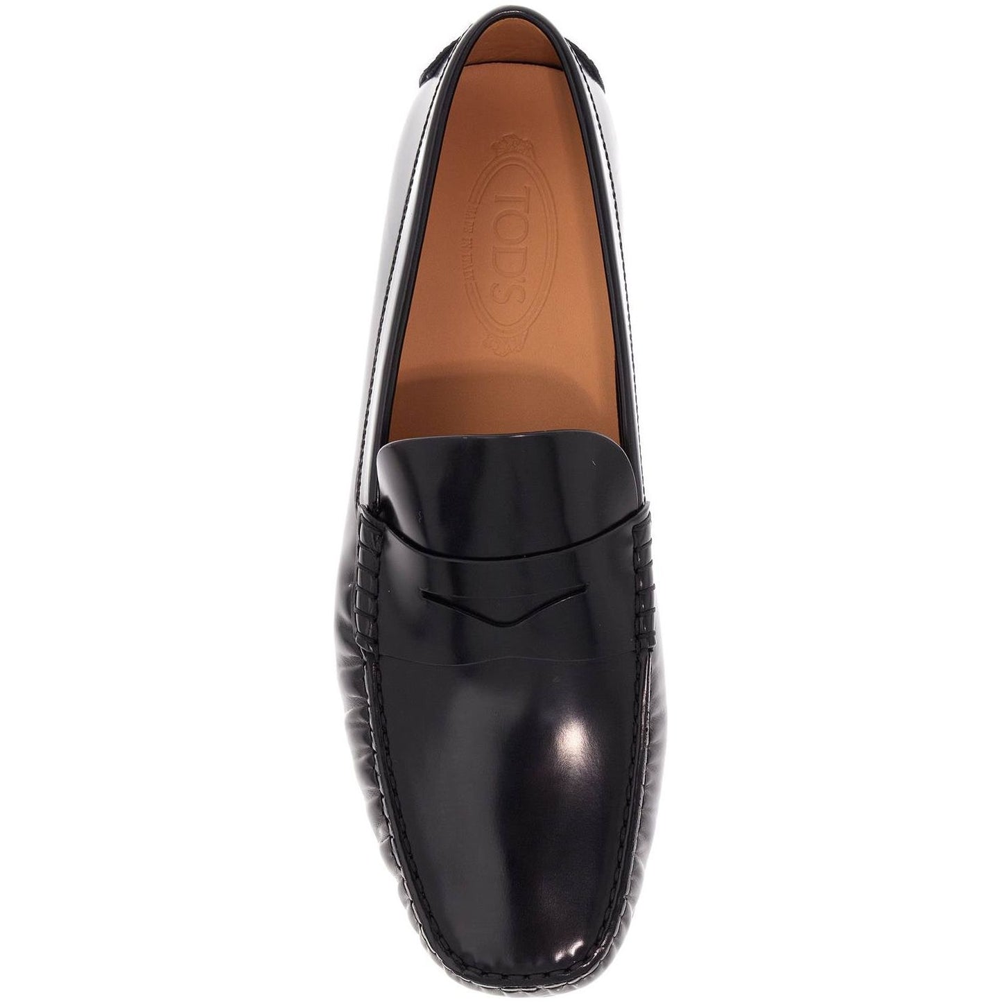 Tod'S men's black calfskin loafers with elegant insert and rubber sole