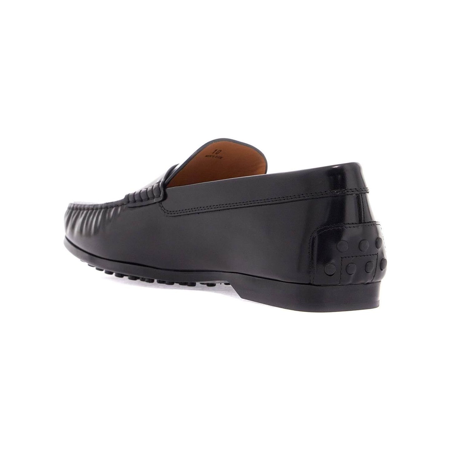 Tod'S men's black calfskin loafers with elegant insert and rubber sole
