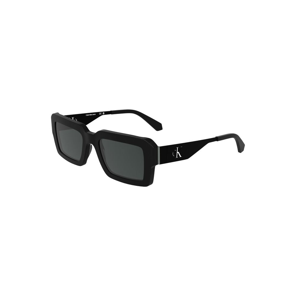 Calvin Klein black acetate women sunglasses with rectangular lenses, chic design for modern style.