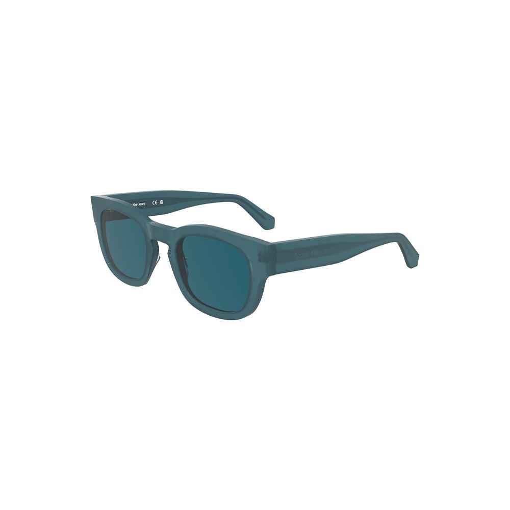 Calvin Klein Blue Acetate Women Sunglasses with round lenses, showcasing modern luxury and enigmatic charm.