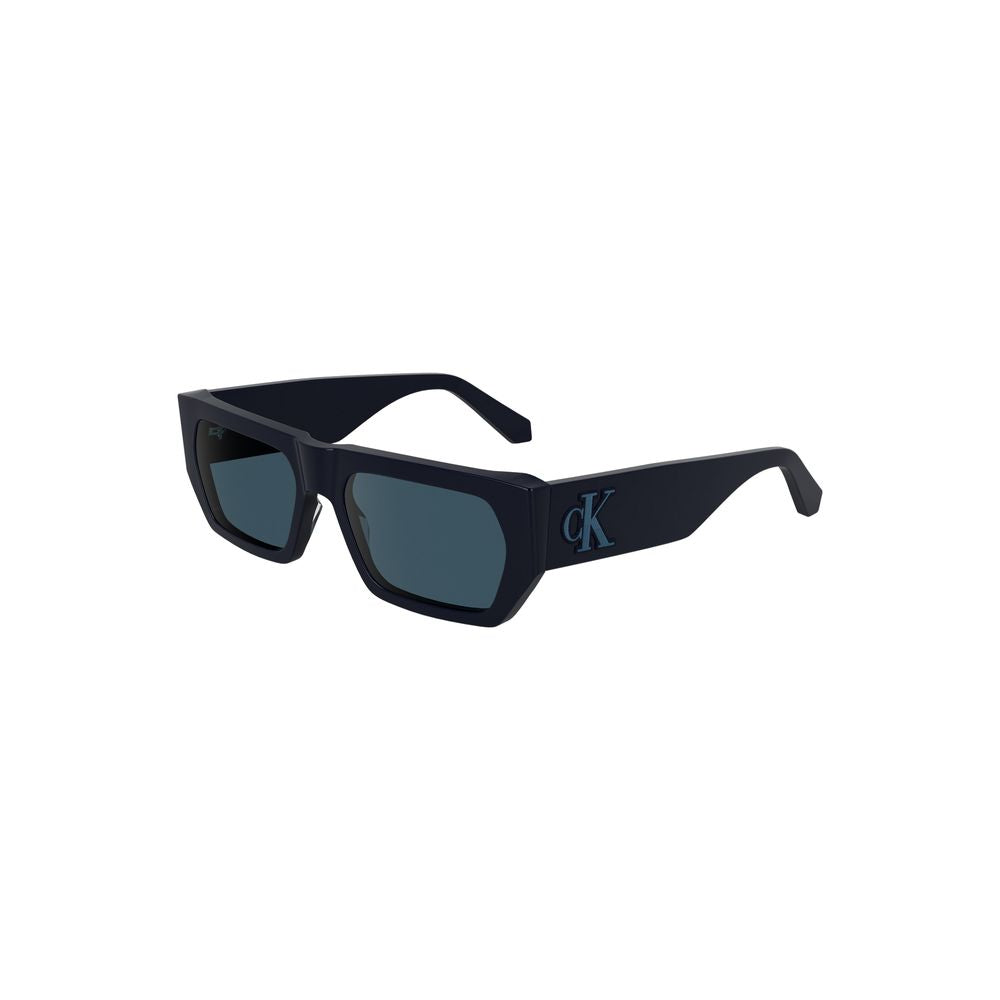 Calvin Klein blue acetate women's rectangular sunglasses with eco-friendly bio acetate and subtle logo detail