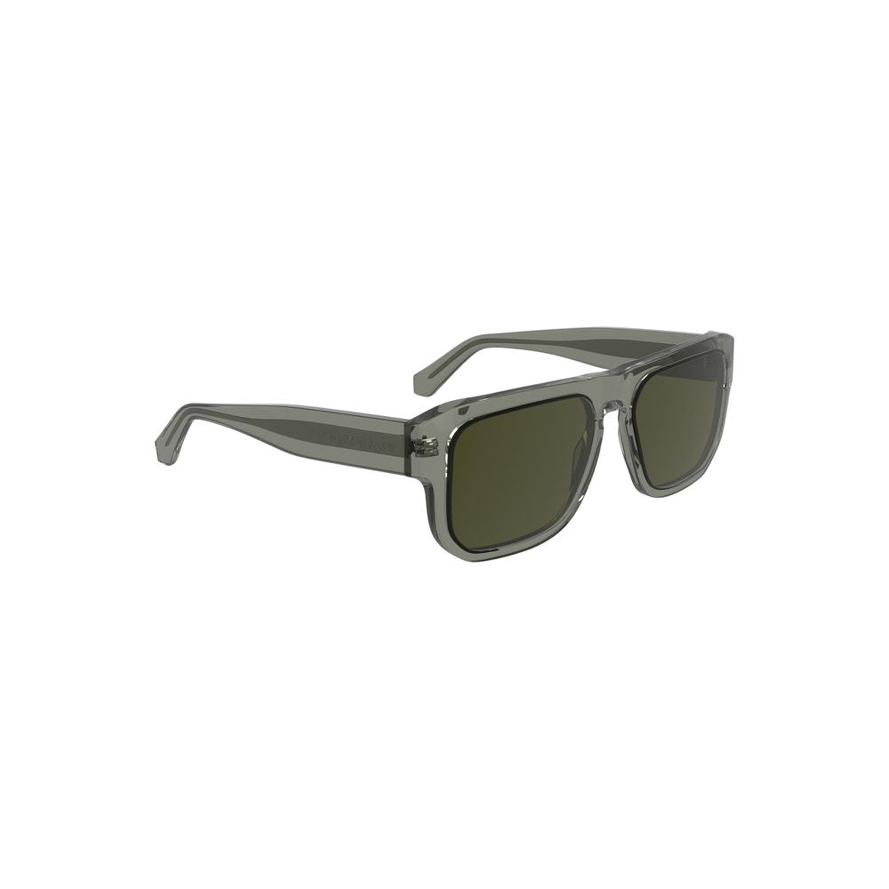 Calvin Klein brown acetate men's sunglasses with smoke-tinted square lenses, featuring a sleek design and iconic style.