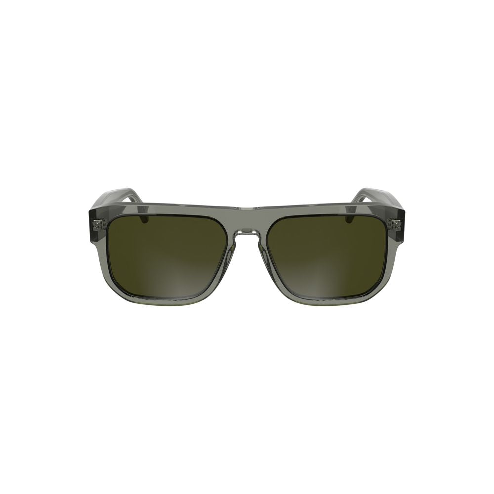Calvin Klein brown acetate men's sunglasses with smoke-tinted square lenses, featuring a classic and contemporary design.