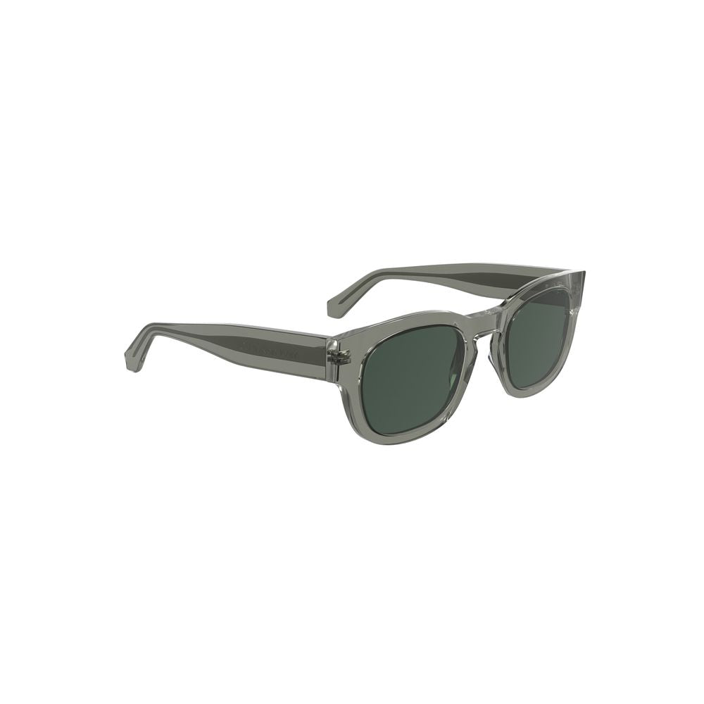 Calvin Klein brown acetate women's sunglasses with smoke lenses and round shape, offering a chic blend of style and sun protection.