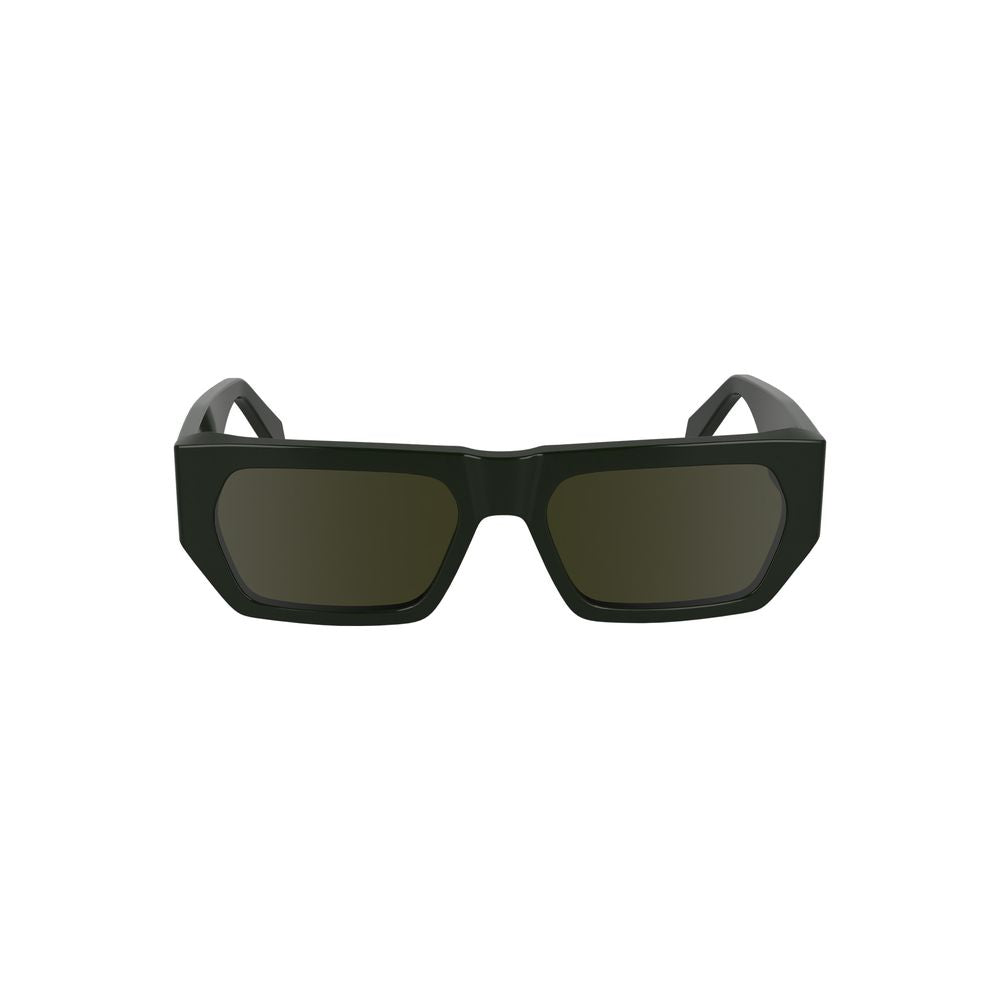 Calvin Klein green acetate men sunglasses with rectangular lenses, sustainable design, 55mm width, sleek and stylish accessory.