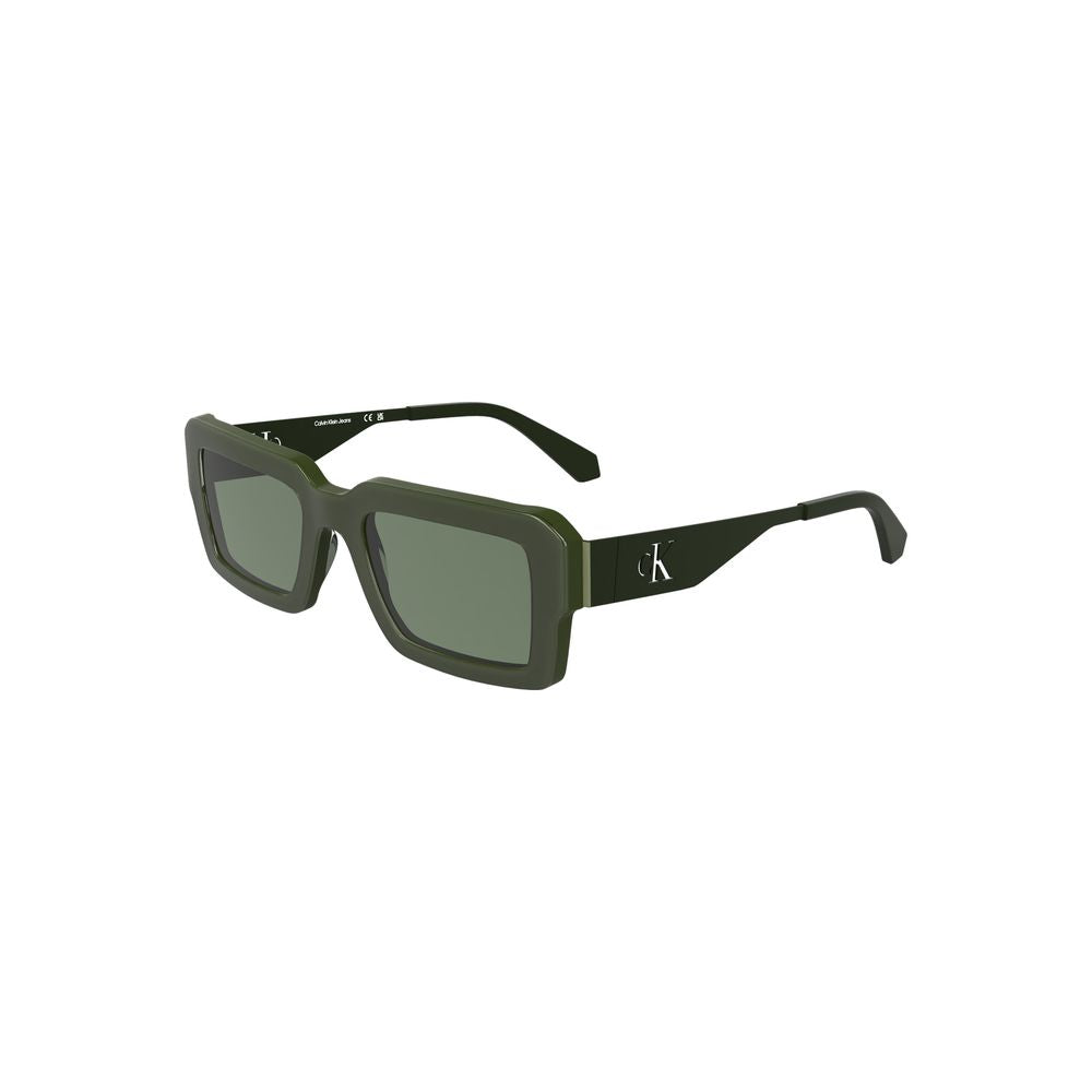 Calvin Klein green acetate women's sunglasses with rectangular lenses, offering style and eye protection for a sleek look.