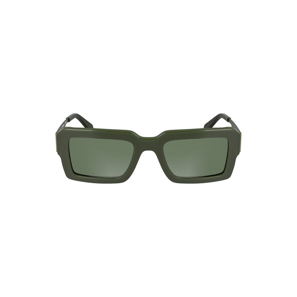 Calvin Klein green acetate women sunglasses with bold rectangular lenses, perfect for a stylish look and eye protection.