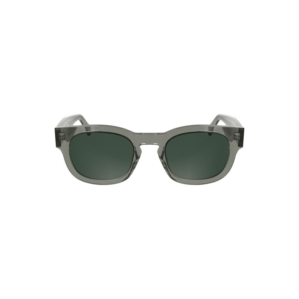 Calvin Klein brown acetate women's sunglasses with smoke lenses, round shape for a chic, modern look, providing sun protection.