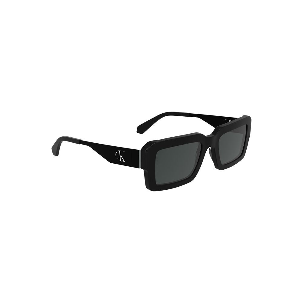 Calvin Klein black acetate women sunglasses with rectangular lenses and sleek design for a fashion-forward look.