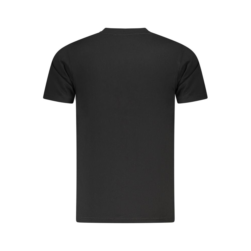 Back view of Cavalli Class black cotton men's t-shirt showcasing premium comfort and elegant design.