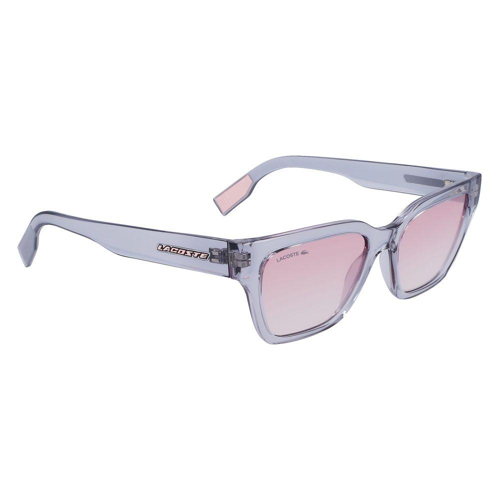Lacoste gray injected sunglasses for women, model L6002S-038, featuring 53/17/145 mm frame and lens size, with Filter 3 protection.