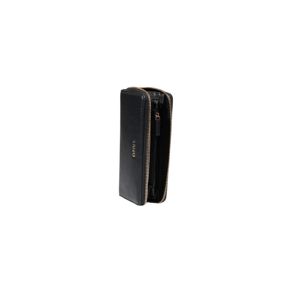 Liu Jo black polyethylene wallet - Spring/Summer collection, 100% polyurethane, large women's wallet, side view with zipper.