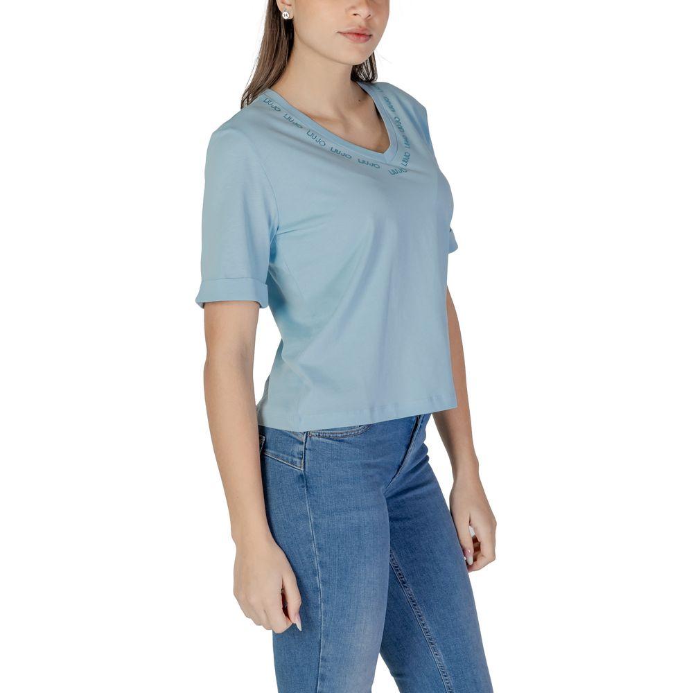 Liu Jo women's blue cotton short-sleeved T-shirt, perfect for spring/summer fashion, 100% cotton, casual style.