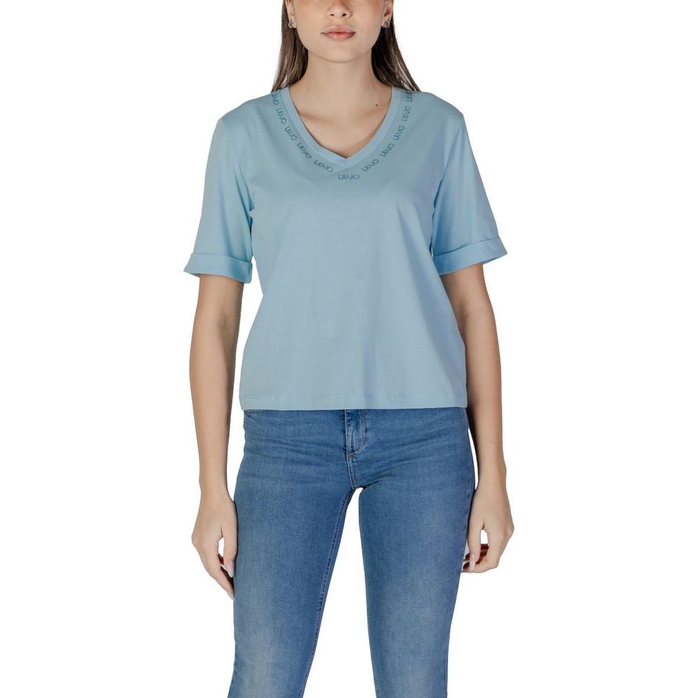 Liu Jo blue short-sleeved cotton t-shirt for women, perfect for spring/summer collection.