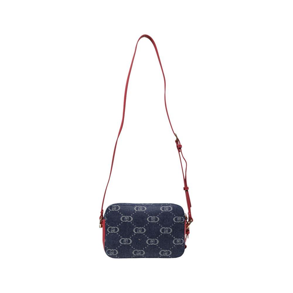Liu Jo blue polyester handbag, women's medium bag from Spring/Summer collection, 95% polyester and 5% polyurethane, with red strap.