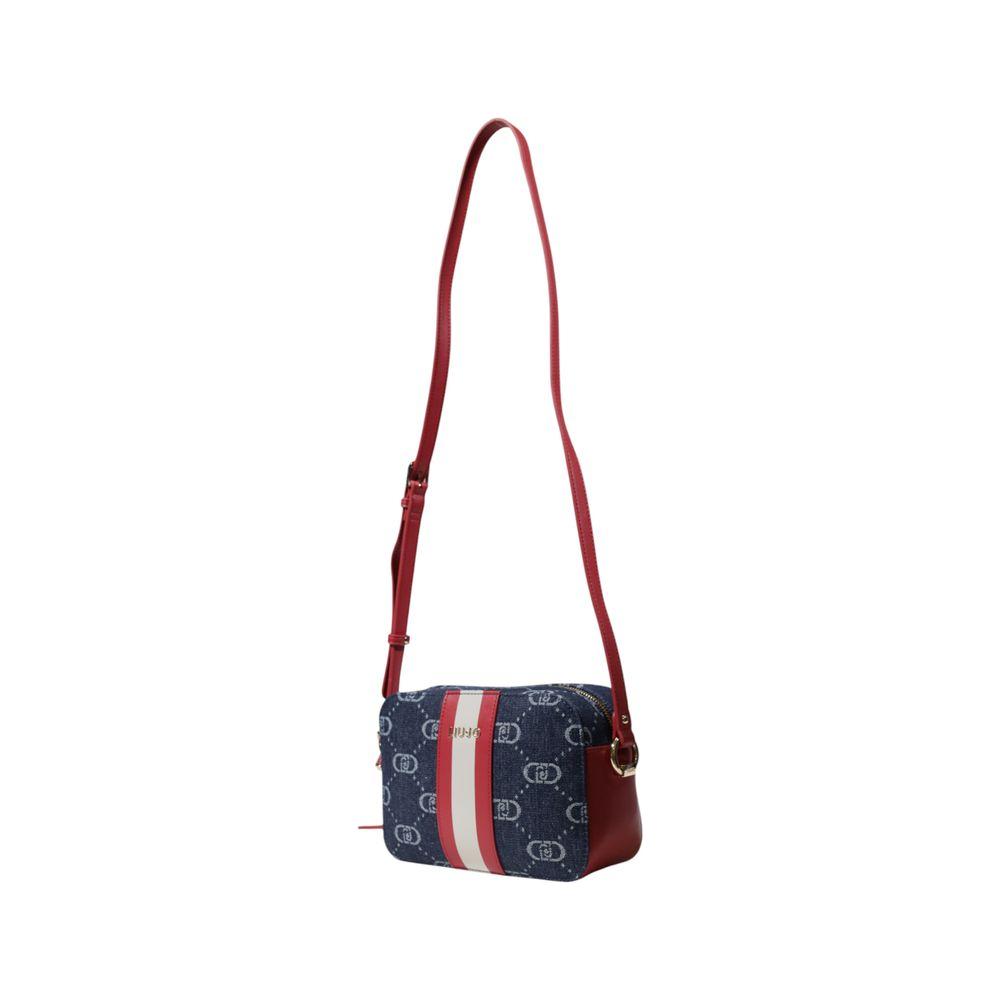 Liu Jo blue polyester handbag with red strap, medium size for women, part of the Spring/Summer collection, made of polyester and polyurethane.