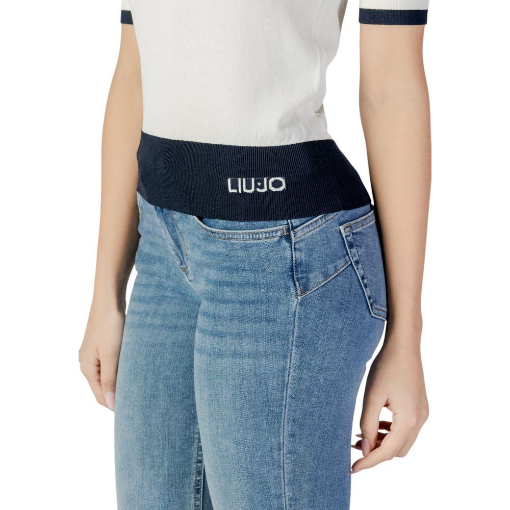 Liu Jo white viscose top for women, spring/summer collection, featuring a blend of viscose and polyamide, elegant design.