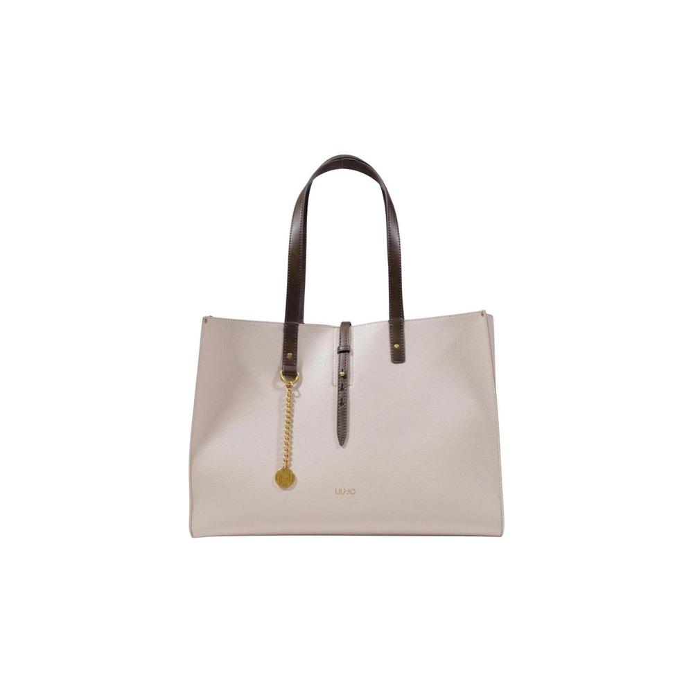 Liu Jo large gray handbag with dark straps, made from 100% polyurethane, featuring stylish gold accents, perfect for women.