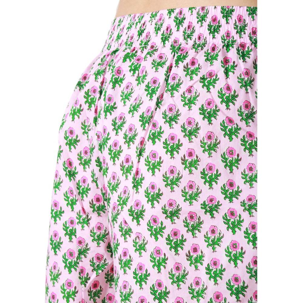 MC2 Saint Barth pink floral cotton women's shorts with elastic waistband and side pockets
