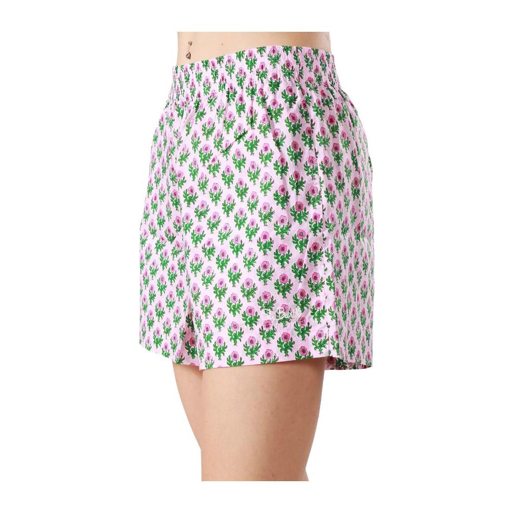 MC2 Saint Barth pink floral women's shorts with elastic waistband and side pockets.