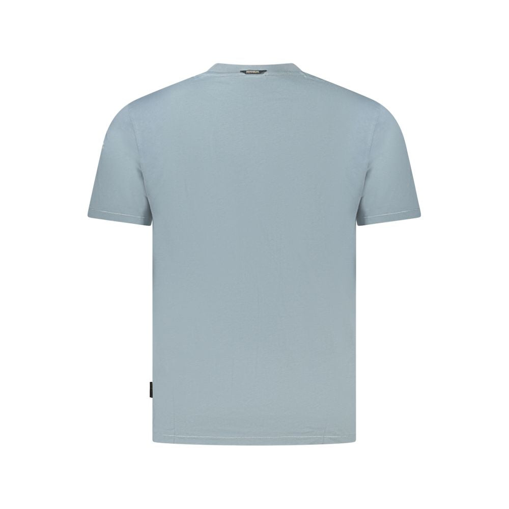 Napapijri gray cotton men's t-shirt with a back view, showcasing short sleeves and crew neck, made from 100% organic cotton.