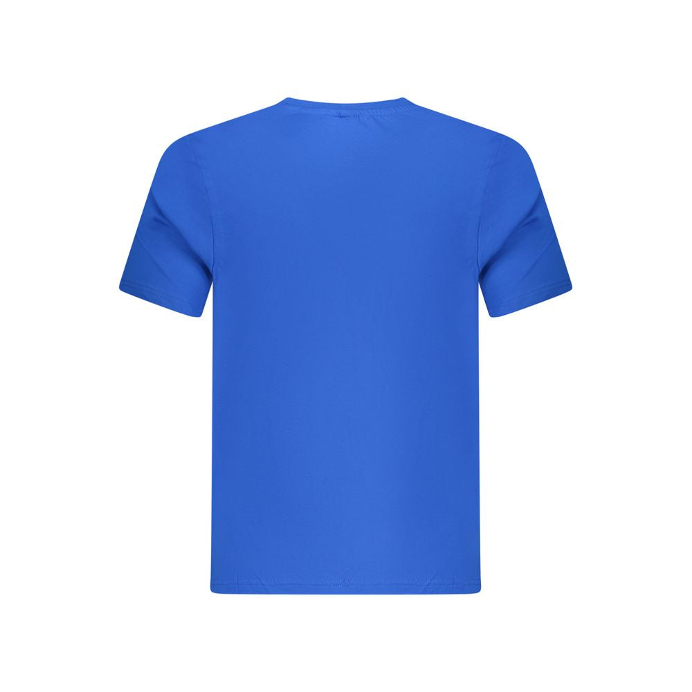 Back view of North Sails blue cotton men's T-shirt, crew neck, 100% cotton, featuring a vibrant color for stylish everyday wear.