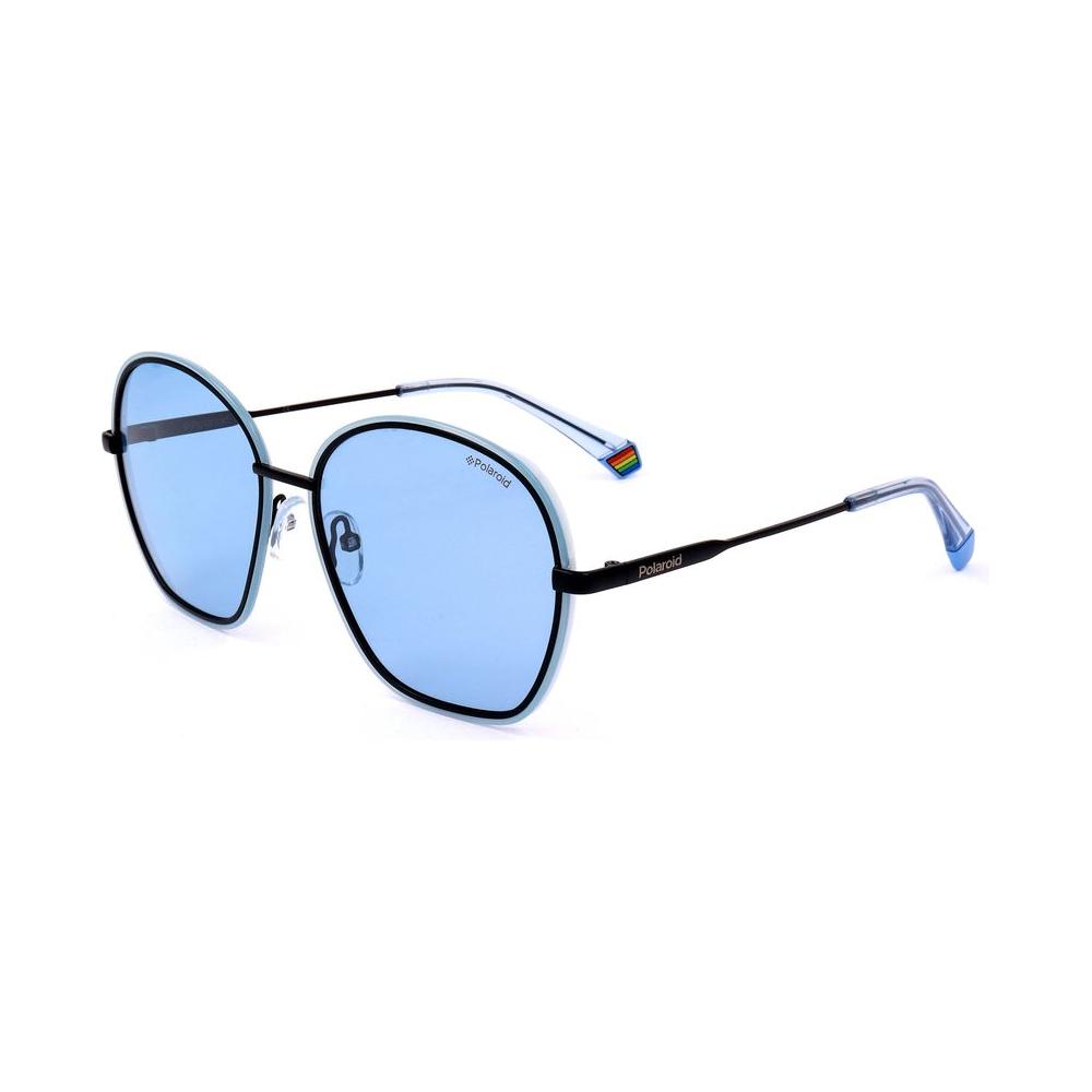 Polaroid Blue Metal Sunglasses PLD6113-S-MVU with polarized lenses, elegant design, and blue color. Lens/Bridge/Temple size: 56/16/140 mm.