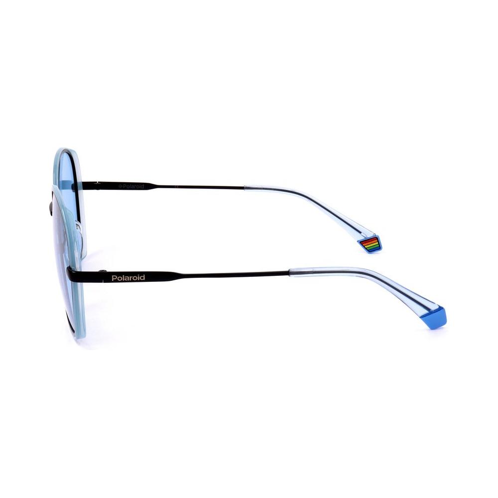 Side view of Polaroid Blue Metal Sunglasses with polarized lenses and a sleek design, model PLD6113-S-MVU, lens size 56mm.