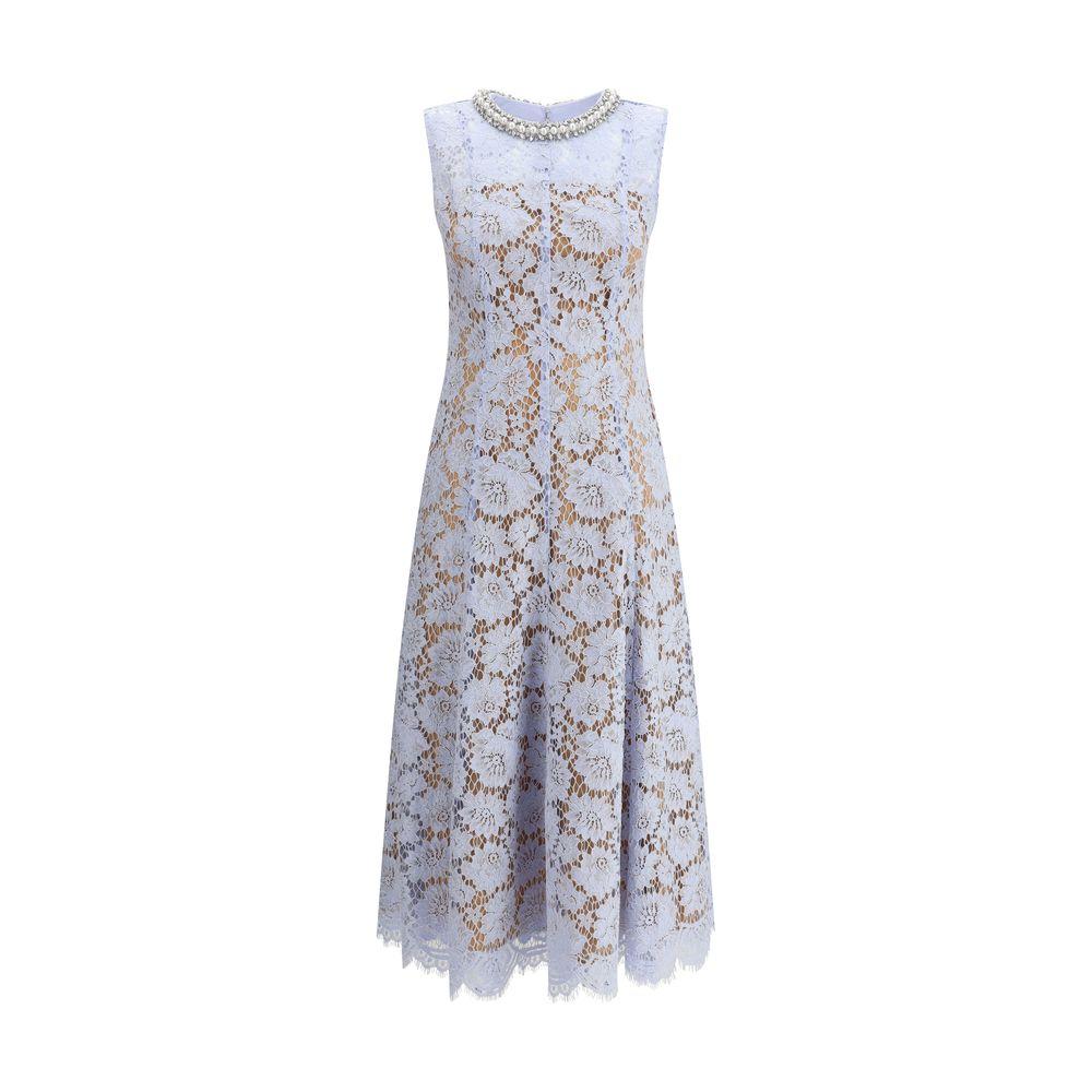 Self-Portrait floral lace midi dress featuring sleeveless design, choker with pearls, and zipper closure, ideal for special occasions.