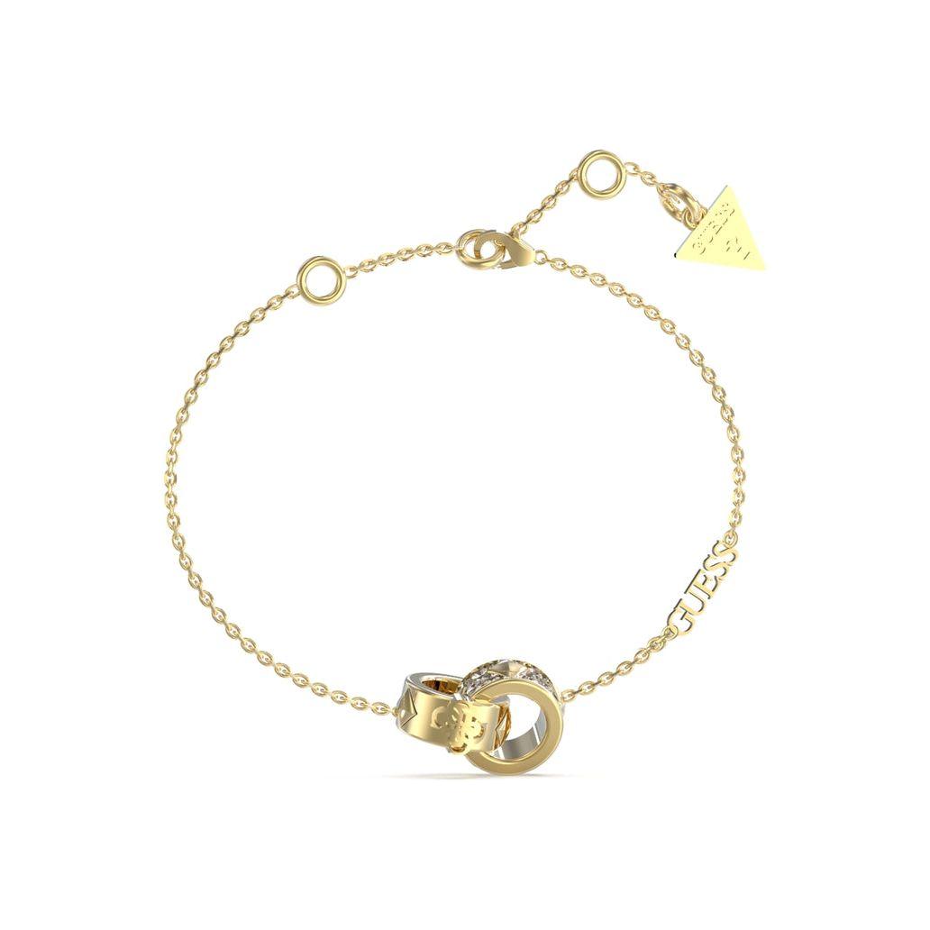 GUESS Jewels gold bracelet Mod. JUBB03282JWYGS with ring detail and triangular charm.