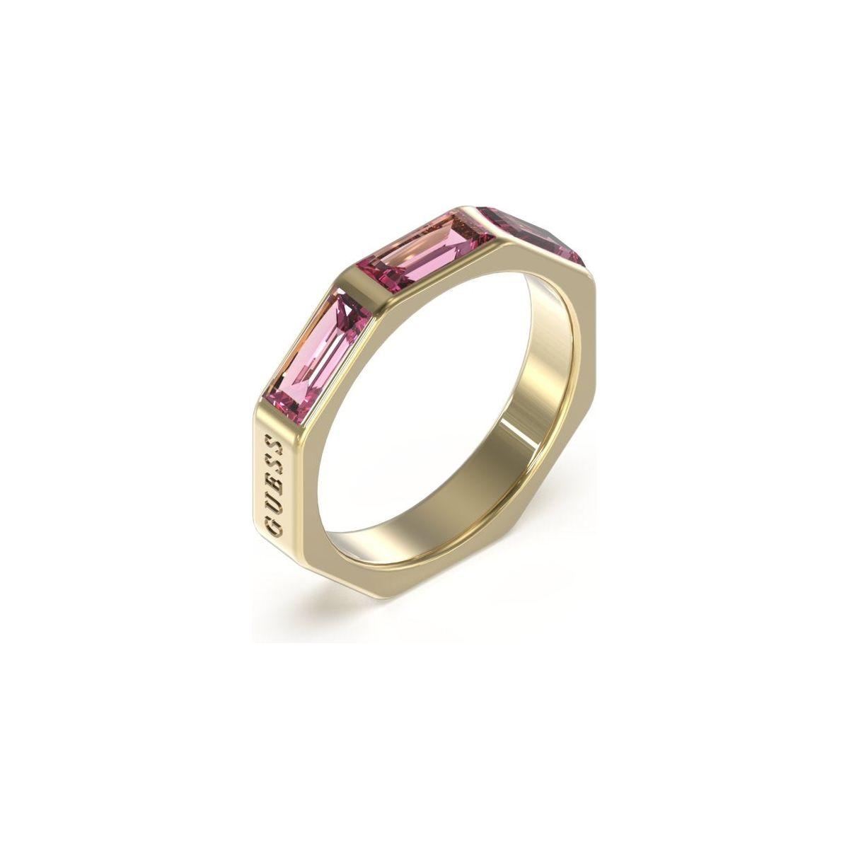GUESS Jewels Jewelry gold ring with pink gemstones, Model JUBR03174JWYGFC52, elegant design for fashion accessories.