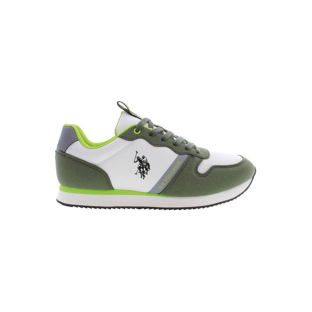 U.S. POLO ASSN. green polyester men's sneaker with logo; stylish sports shoe combining fashion and athleticism for comfort and quality.