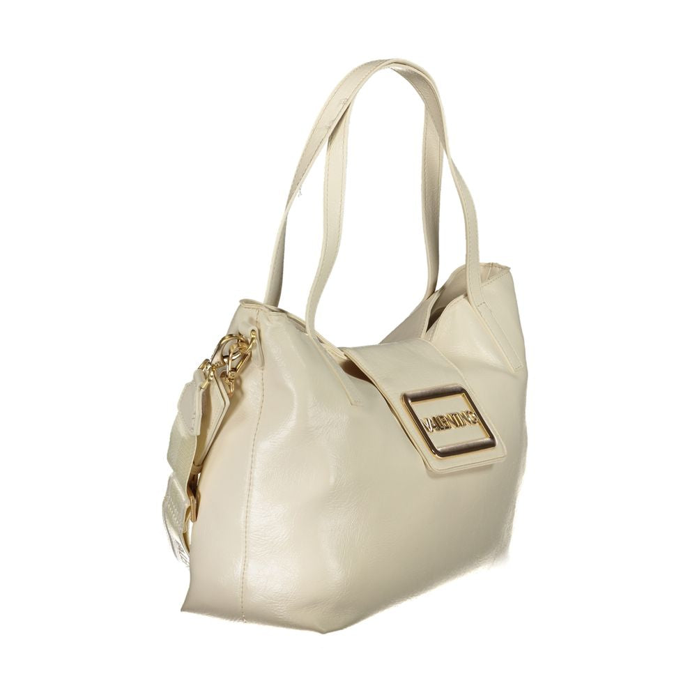 Valentino Bags Beige Polyethylene Women Handbag with dual straps and snap closure, perfect for versatile and chic style.