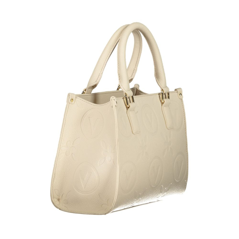 Valentino Bags beige polyethylene women's handbag with elegant handles and adjustable shoulder straps for versatile style.