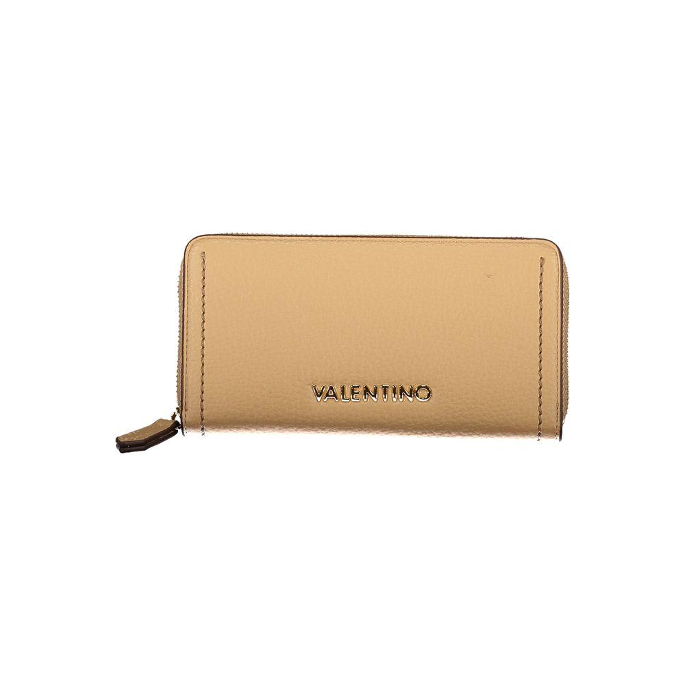 Beige Valentino Bags polyethylene women's wallet with logo, spacious interior, and coin purse for modern fashionistas.