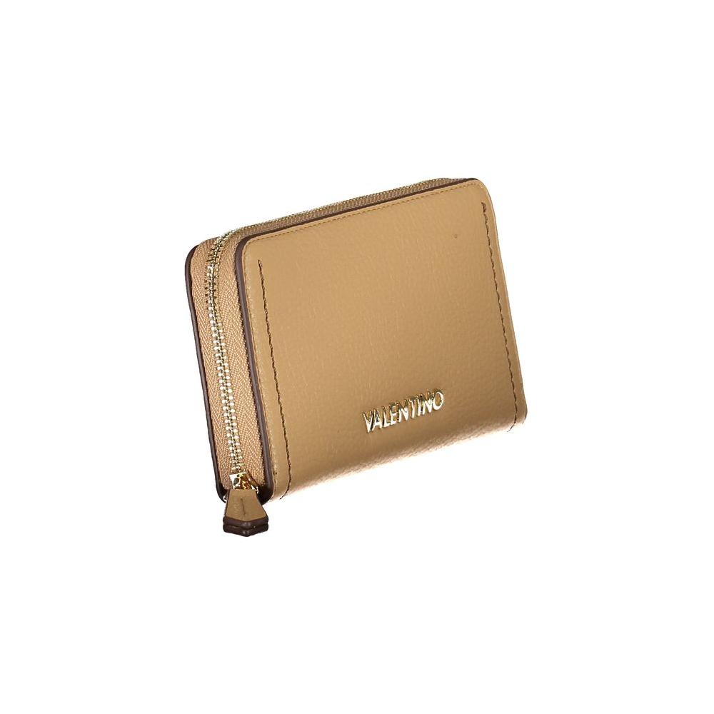 Valentino Bags beige women's wallet featuring a spacious interior with compartments, iconic logo, and stylish design.