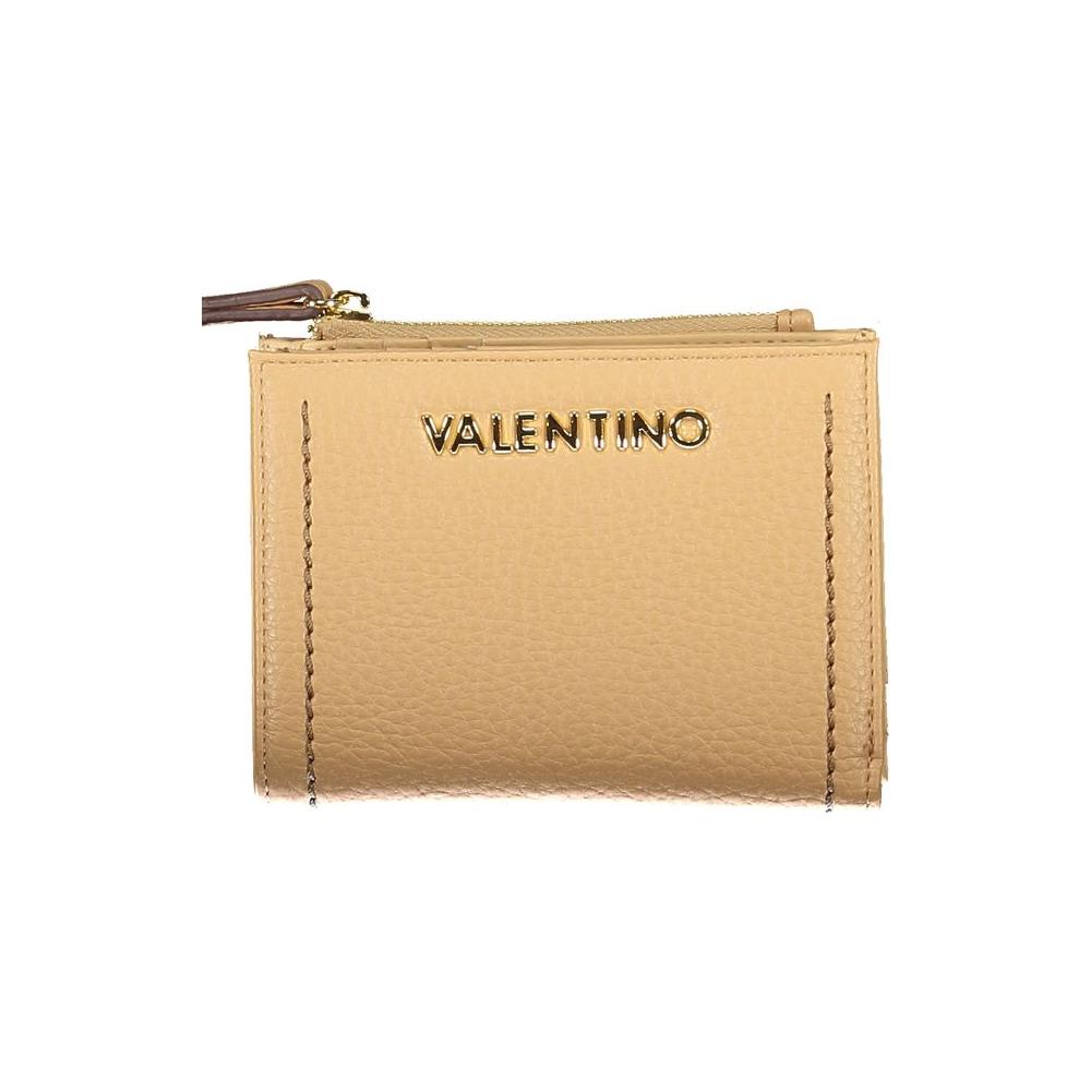 Valentino Bags beige polyethylene women's wallet with zip, logo, and card compartments for modern elegance.