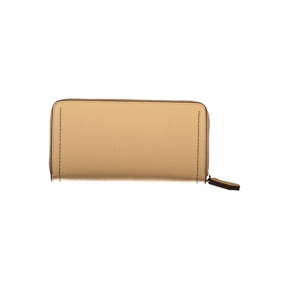 Beige Valentino Bags polyethylene women's wallet with spacious interior and Valentino logo, perfect for organizing cards and cash.