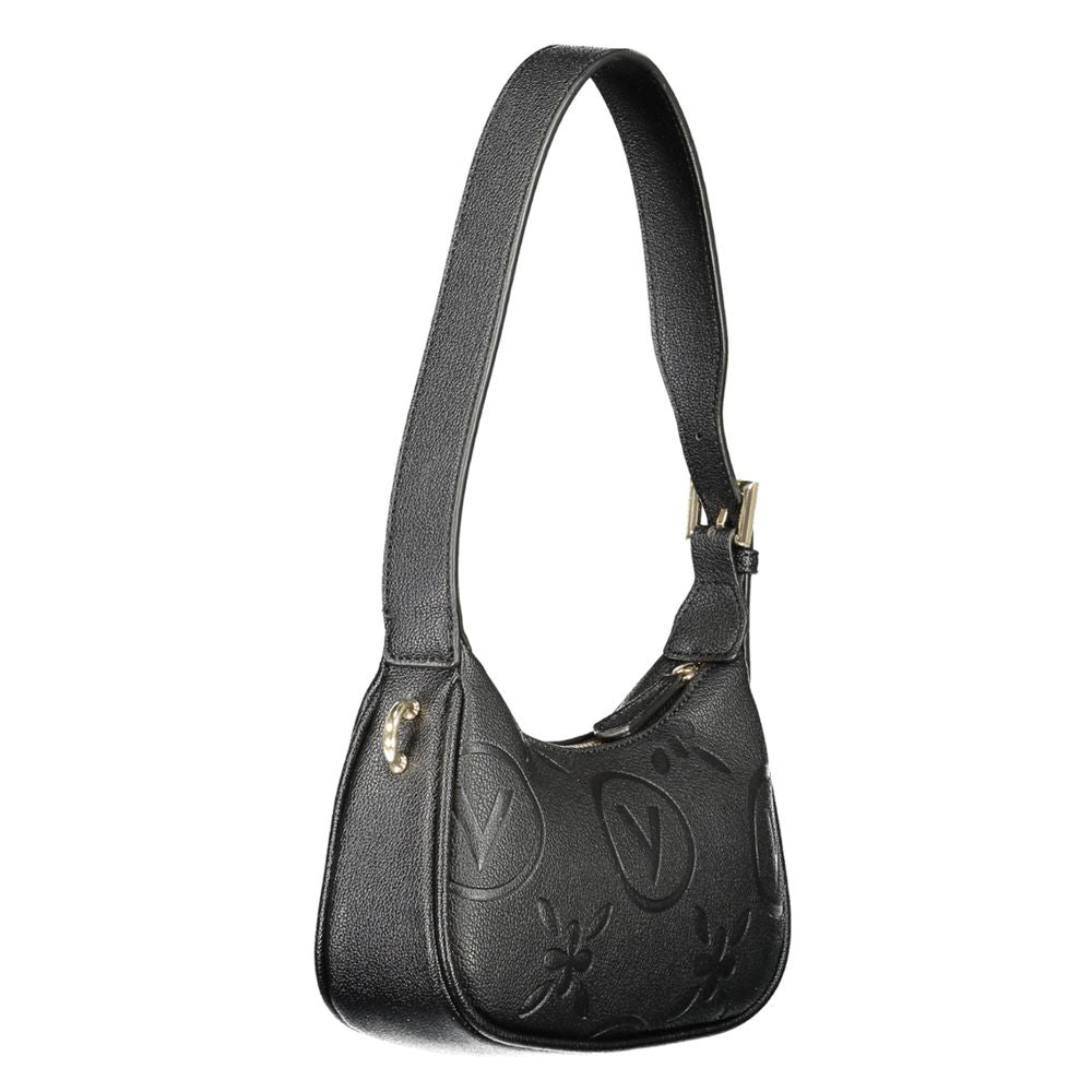 Valentino Bags black polyethylene women's handbag with adjustable shoulder strap and iconic logo.