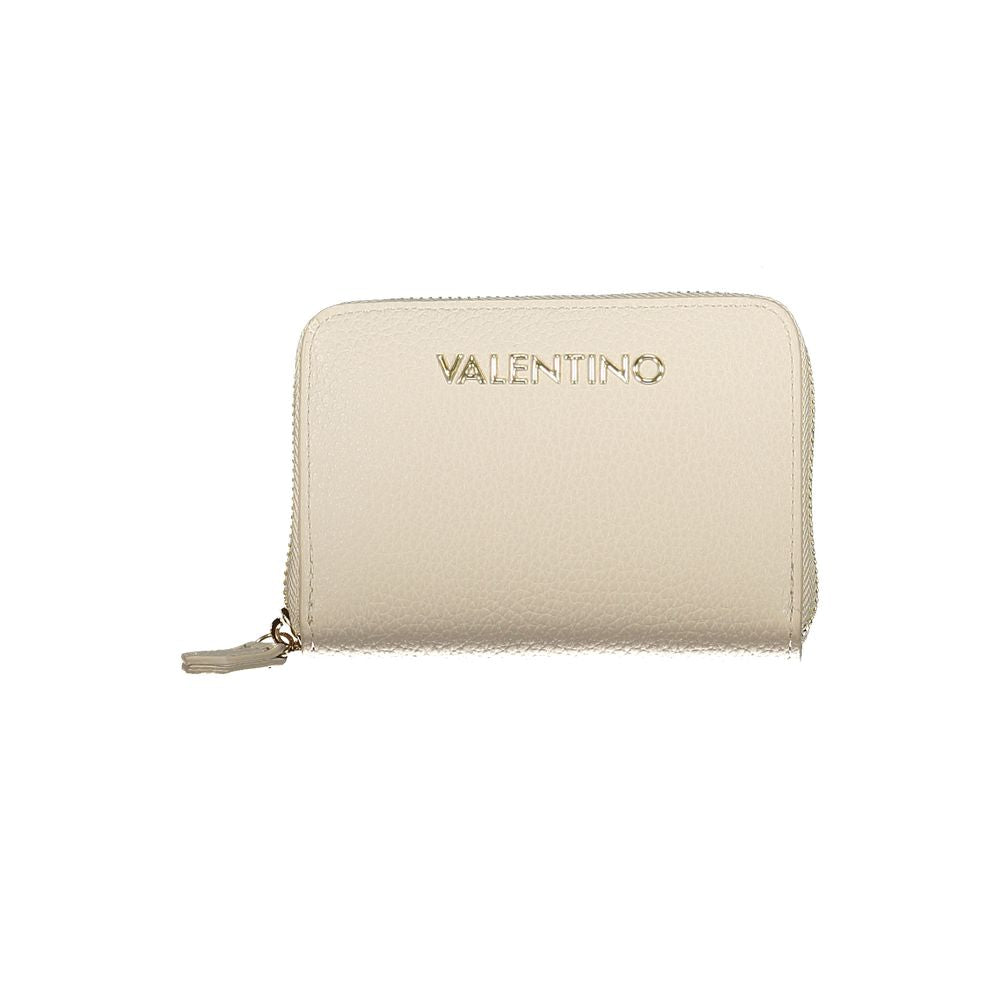 Valentino Bags brown polyethylene women's wallet with iconic logo, six compartments, and sleek design.