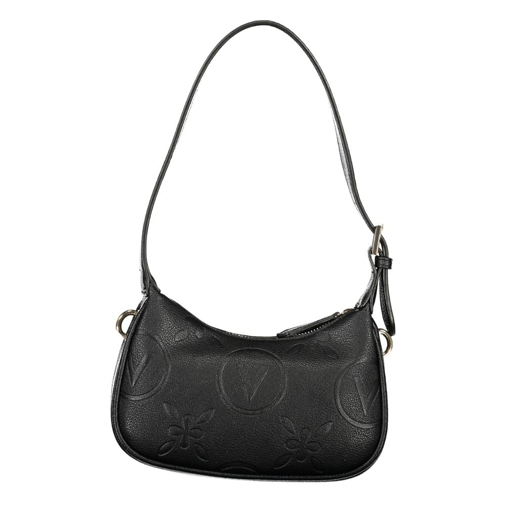 Valentino Bags black polyethylene women's handbag with adjustable shoulder handle and iconic logo.