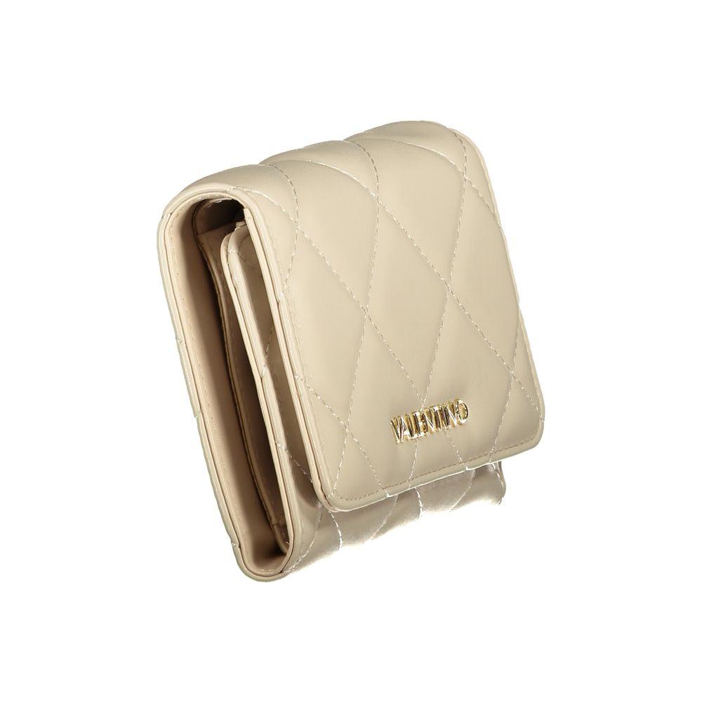 Valentino Bags Beige Polyethylene Wallet with zip closure, logo, coin purse, and card spaces. Eco-friendly recycled material.