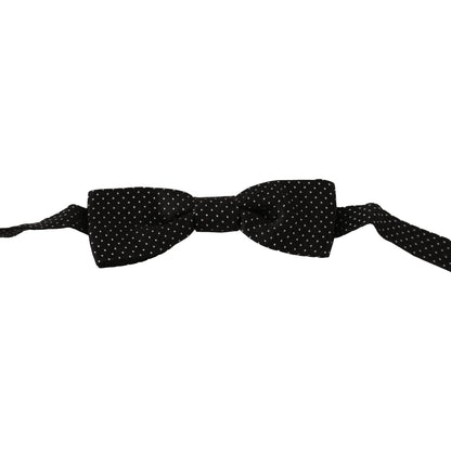 Dolce & Gabbana Black Polka Dots Silk Adjustable Neck Papillon Men Bow Tie Bow Tie