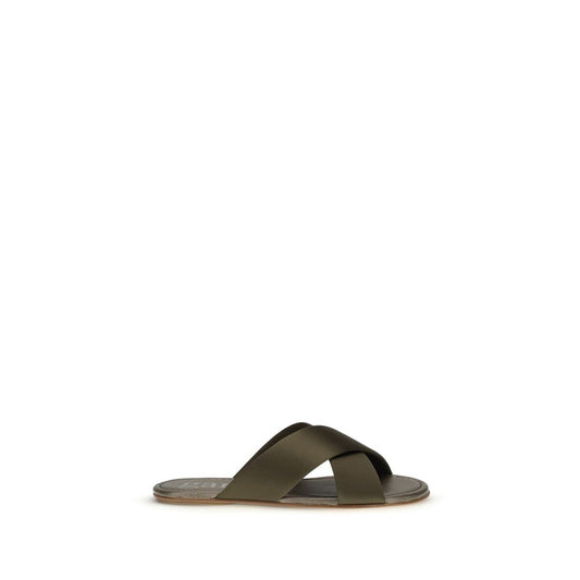 Pedro García Brown Silk Flat Sandals 1728,72470364320,Brown,EU36/US6,EU37.5/US7.5,EU37/US7,EU38/US8,EU39/US9,EU41/US11,Flat - Sandals - Shoes,New with tags,Pedro García,Sandals - Shoes,Shoes,Women