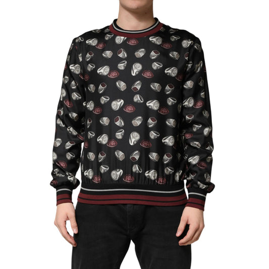 Dolce & Gabbana Black Ring Print CrewNeck Sweatshirt  Sweater