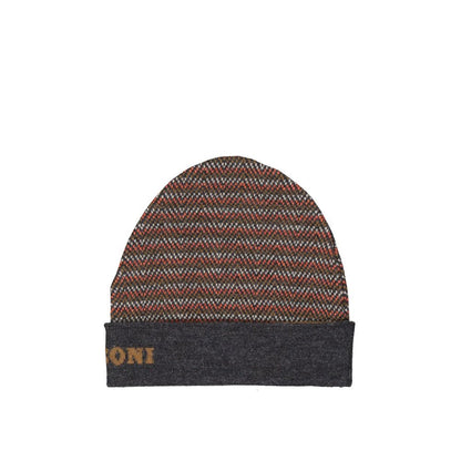 Missoni Gray Wool Beanie 1728,75611013280,Accessories,Beanie - Hats - Accessories,Gray,Hats - Accessories,Men,Missoni,New with tags,UNI