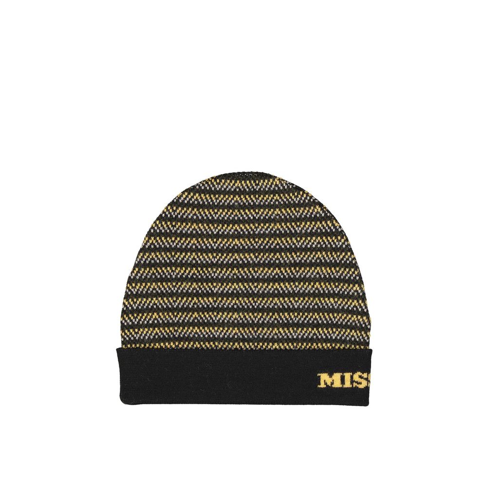 Missoni Black Wool Beanie 1728,75611013280,Accessories,Beanie - Hats - Accessories,Black,Hats - Accessories,Men,Missoni,New with tags,UNI